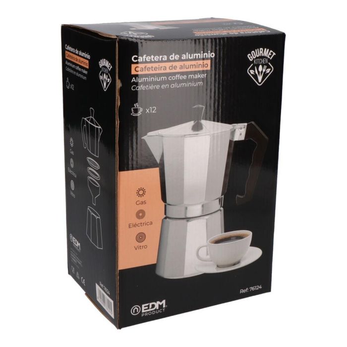 Gourmet Kitchen Cafetera de aluminio 12 tazas para gas, vitrocerámica y placa eléctrica 2 Gourmet Kitchen Cafetera de aluminio 12 tazas para gas, vitrocerámica y placa eléctrica 2