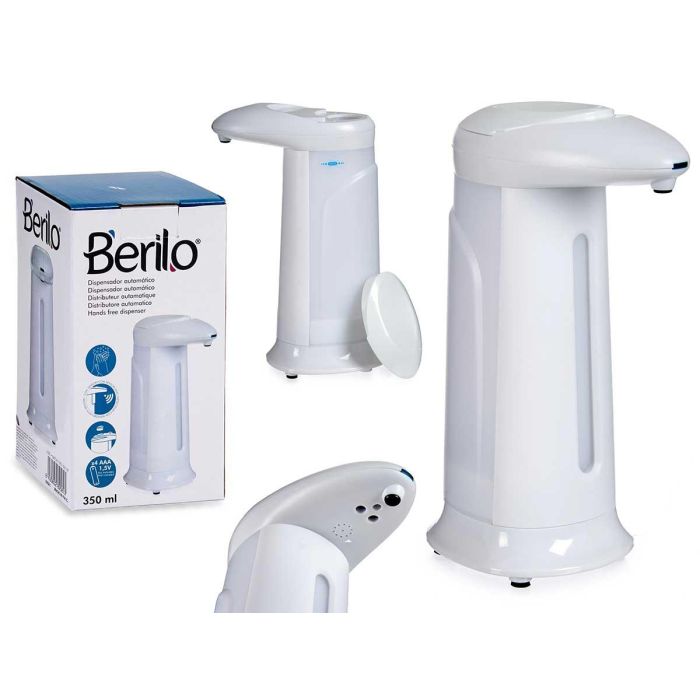 Dispensador con sensor Berilo 350 ml, ABS, blanco, 8x18.5x12.5 cm (12 Unidades) Dispensador con sensor Berilo 350 ml, ABS, blanco, 8x18.5x12.5 cm (12 Unidades)