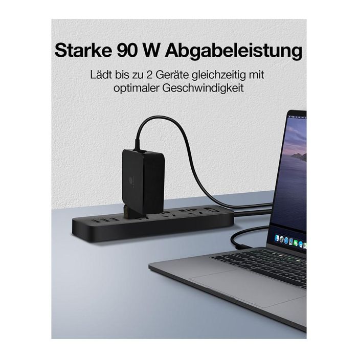 ICY BOX IB-PS101-PD Fuente Alimentación Universal USB-C para Portátil 90W con Cable de 1.8m 4