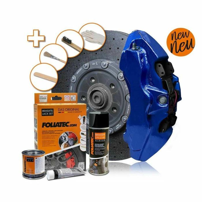 Foliatec FO2196 Laca para Pinzas de Freno Set Azul Metalizado Performance. Resistente a Calor, Químicos y Corrosión. Para 4 Pinzas. 3