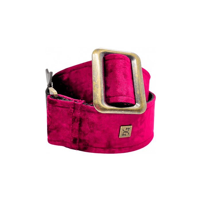 GETM Correa para Guitarra y Bajo - Terciopelo Triturado Borgoña, Nailon y Piel, Ajustable hasta 165 cm 1