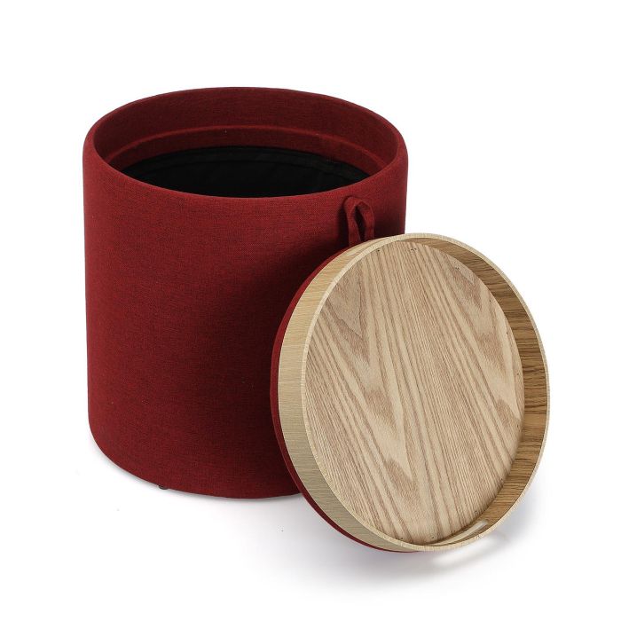Set 2 Puffs Marsala Con Bandeja Versa 39X44CM 3 Set 2 Puffs Marsala Con Bandeja Versa 39X44CM 3