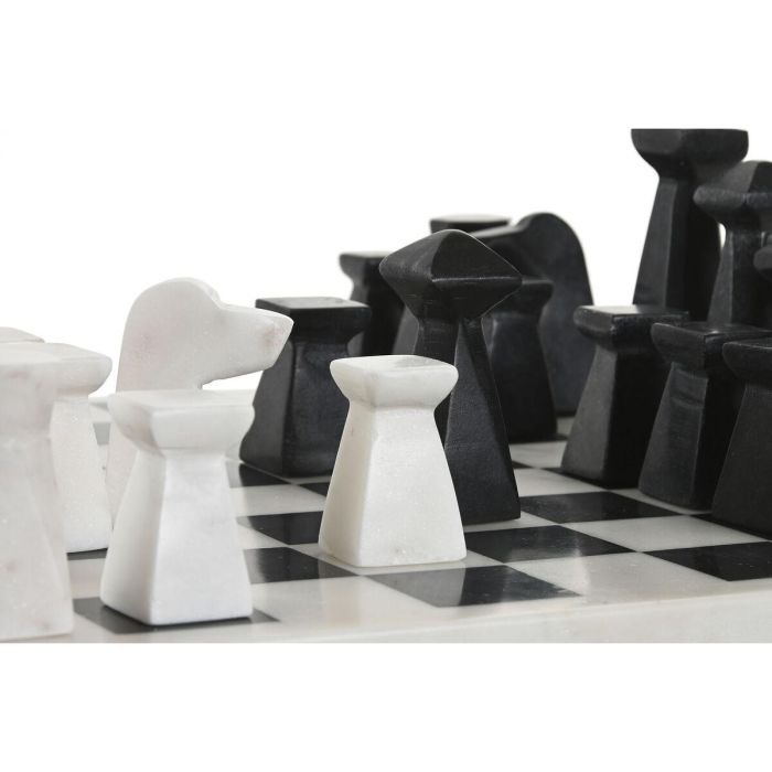 DKD Home Decor Juego de Ajedrez Moderno de Mármol Blanco y Negro 33 x 33 x 1.5 cm 3