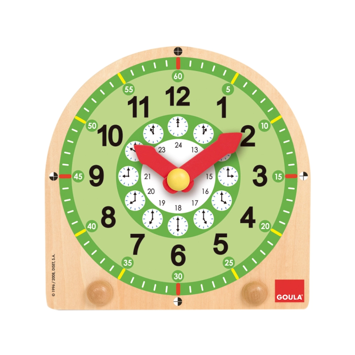 Diset Reloj Escolar de Madera para Aprender las Horas y Minutos, a Partir de 2 Años, Incluye Perchero 1
