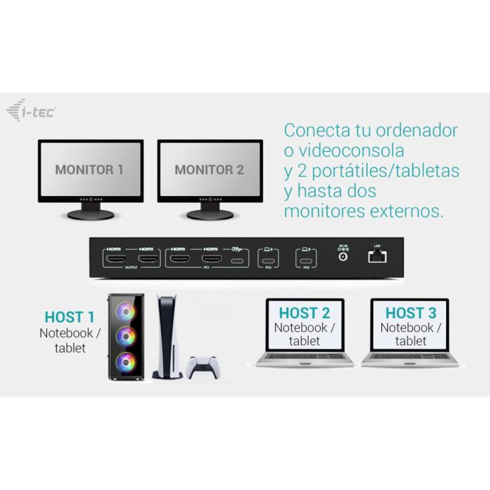 Hub USB i-Tec C31KVMDOCKPDPRO Negro 8
