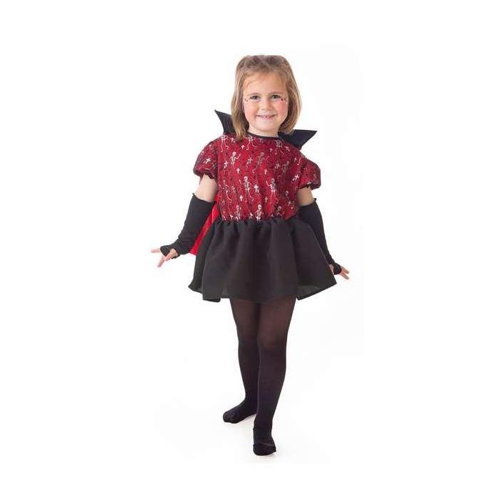 Disfraz infantil vampira esqueletos t-1 (vestido, mitones y capa) Disfraz infantil vampira esqueletos t-1 (vestido, mitones y capa)