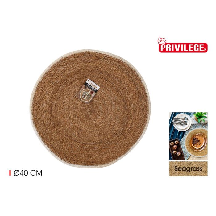 Salvamantel Seagrass Red con Ribete 40 cm - Privilege (36 Unidades) Salvamantel Seagrass Red con Ribete 40 cm - Privilege (36 Unidades)