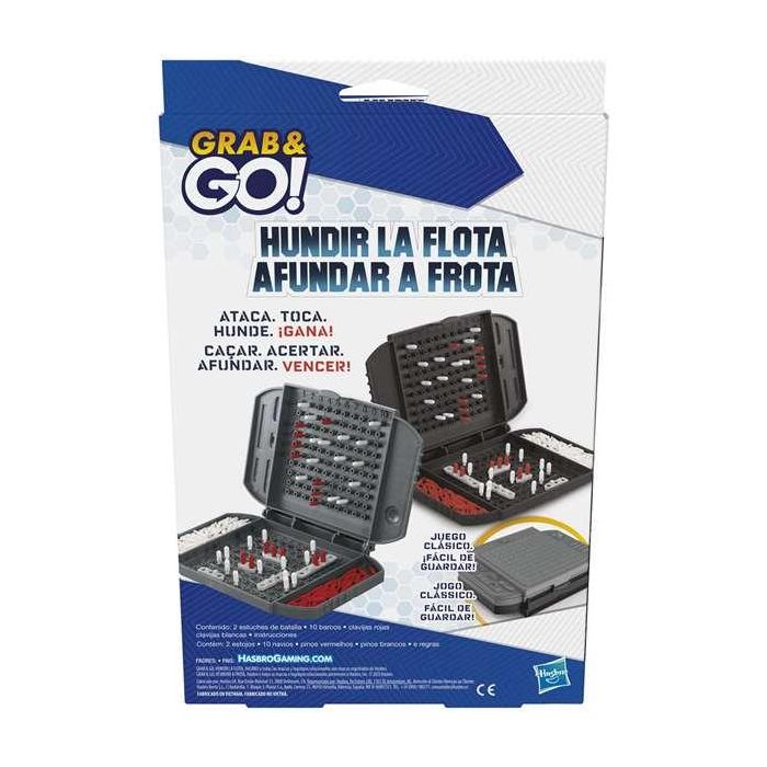 Hasbro Gaming Hundir la Flota Viaje F8252 Grab and Go - Clásico juego de estrategia en formato portátil para niños +7 años 1