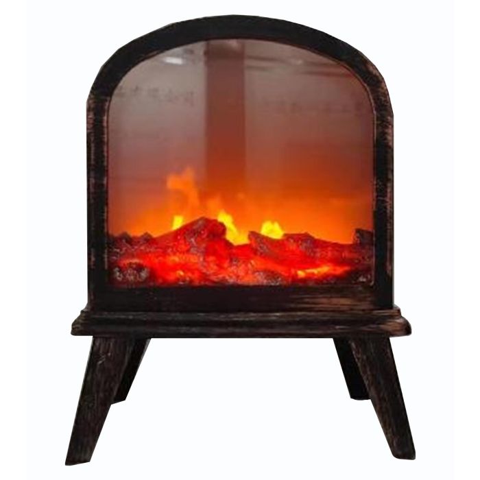 DKD Home Decor Chimenea Decorativa de Navidad Alpina Negra, Iluminación LED, Desmontable, Material PP, 15x41x31 cm