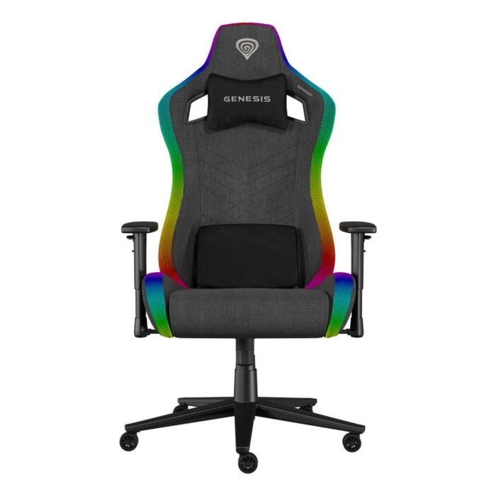 Genesis NFG-2246 Silla Gaming PC Ergonómica con RGB, Reposacabezas y Lumbar, Tejido Transpirable Gris, Ajustable, 150kg Genesis NFG-2246 Silla Gaming PC Ergonómica con RGB, Reposacabezas y Lumbar, Tejido Transpirable Gris, Ajustable, 150kg