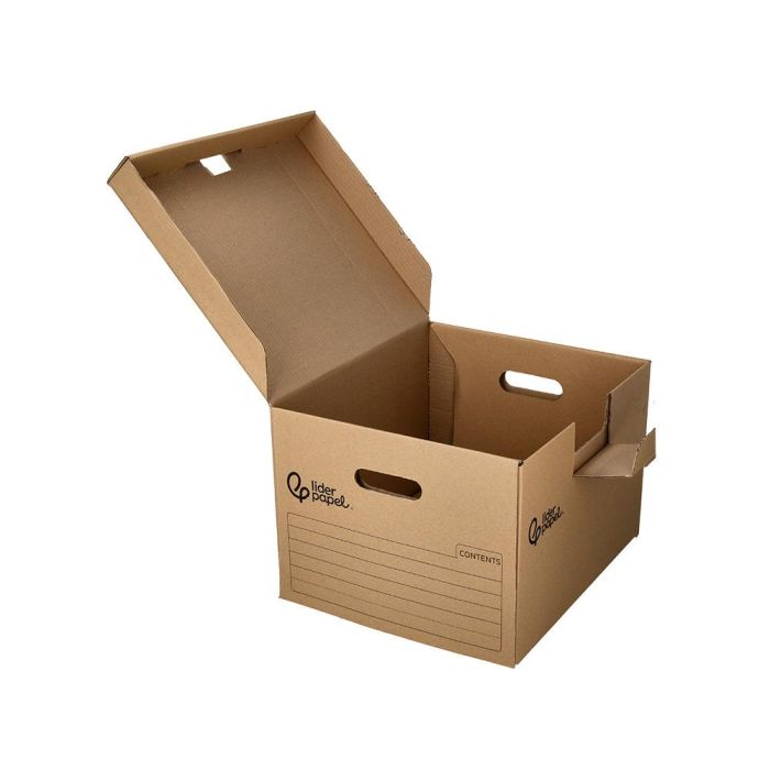 Cajon Contenedor Liderpapel Carton Manual Para 5 Cajas Archivo Def. Folio - 6 Archivadores A-Z 540x410x300 mm 8