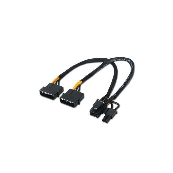 Aisens Cable de alimentación para tarjeta gráfica PCI-e 6+2 pin, 2x molex 4 pin, 20 cm
