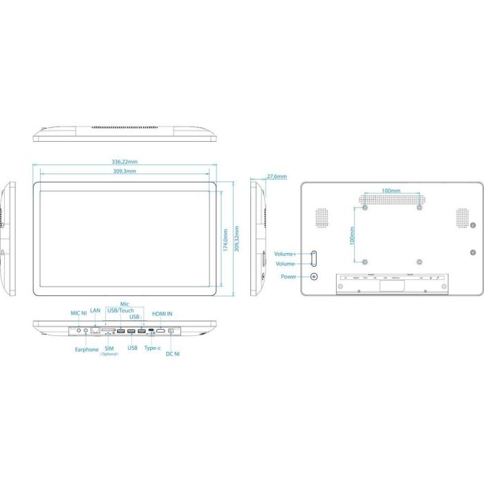 ALLNET High Performance Display 14 Zoll LTE Android 12 RK3588 NFC PoE HDMI In Farbe schwarz 3