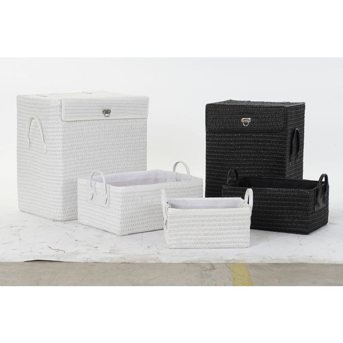 Cesta Basicos DKD Home Decor Blanco Negro 34 x 49 x 45 cm Set de 5 5 Cesta Basicos DKD Home Decor Blanco Negro 34 x 49 x 45 cm Set de 5 5