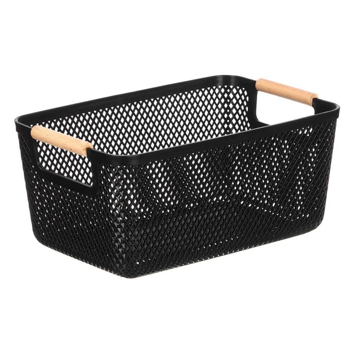 Cesta Plastico Asa Bambu Negra 36X22Cm Kipit (Set de 24) 1 Cesta Plastico Asa Bambu Negra 36X22Cm Kipit (Set de 24) 1