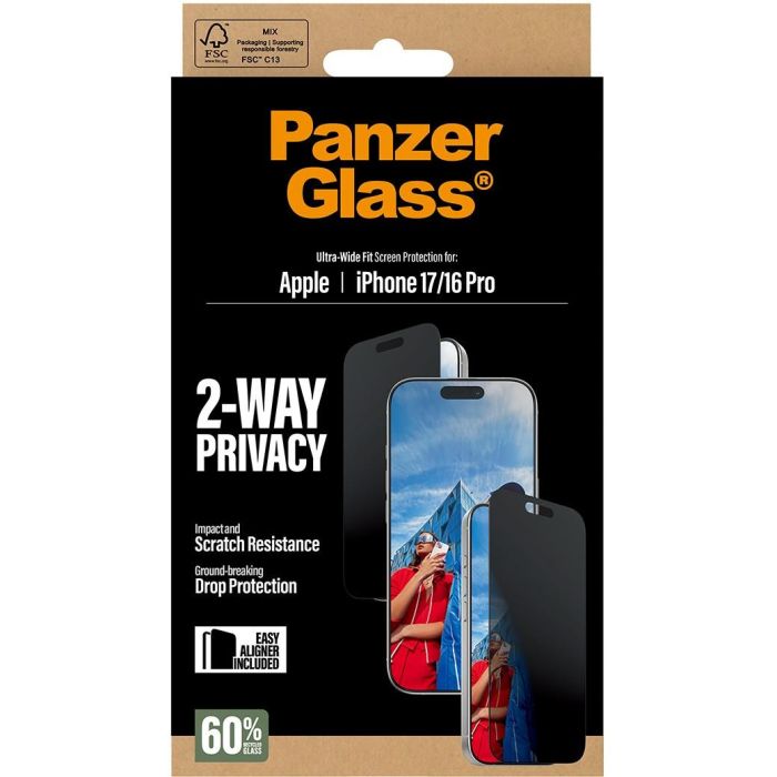 PanzerGlass 2-Way Privacy Schutzglas iPhone 17/16 Pro UWF 2