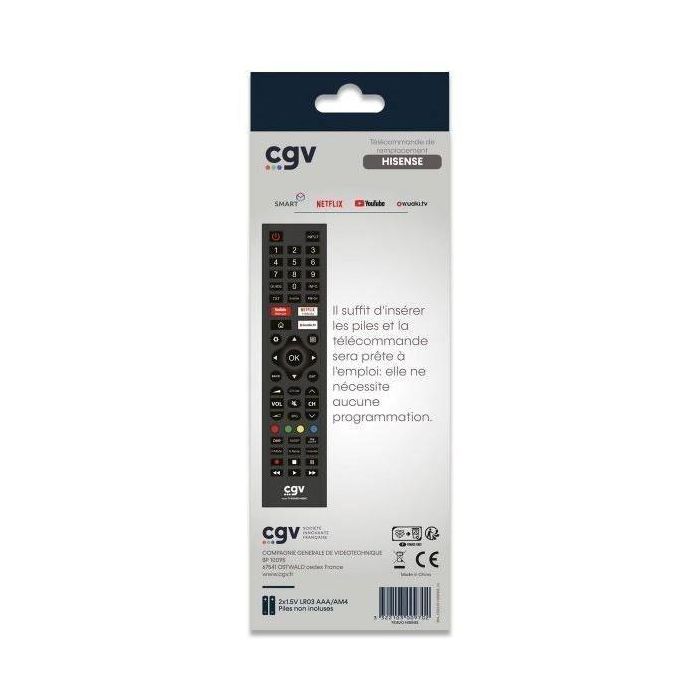 Hisense CGV3322103009702 Mando a distancia de repuesto FIDELIO compatible para Televisores Hisense, sin programación, listo para usar. 2 Hisense CGV3322103009702 Mando a distancia de repuesto FIDELIO compatible para Televisores Hisense, sin programación, listo para usar. 2