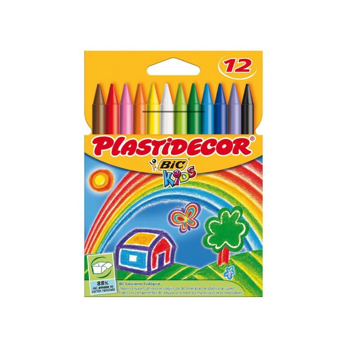 Lapices Cera Plastidecor Caja De 12 Colores Surtidos 4