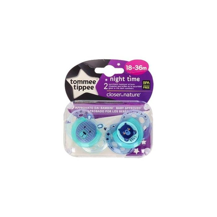 Tommee Tippee Chupete Night Time Sili Redon 18-36 M 2 Un Noc