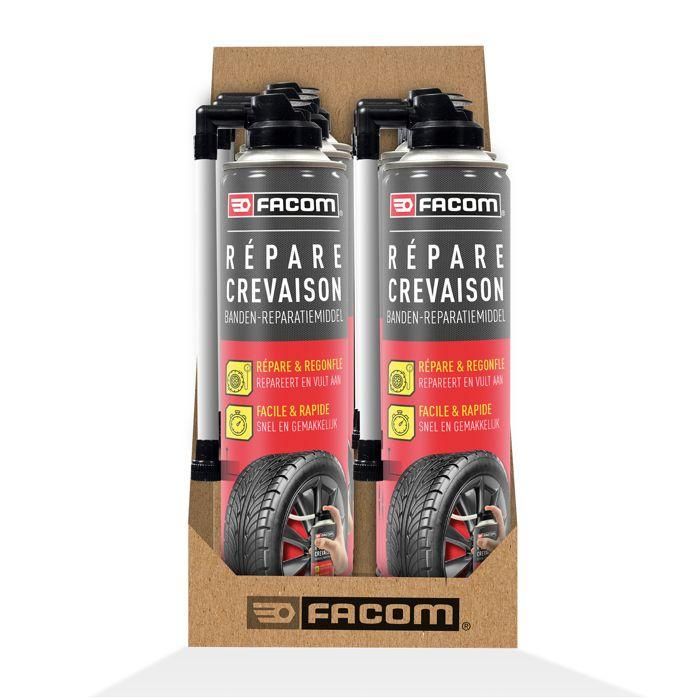 Facom Reparador de Pinchazos para Neumáticos con/sin Cámara sin Desmontaje hasta 195mm 400ml Aerosol 1