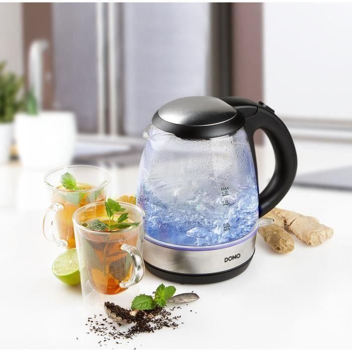 Hervidor de cristal - DOMO - DO9218WK - 2200 W - 1,2 L - Base giratoria - Jarra de cristal 5 Hervidor de cristal - DOMO - DO9218WK - 2200 W - 1,2 L - Base giratoria - Jarra de cristal 5