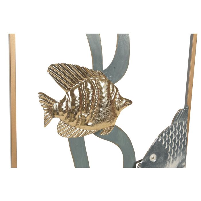 Decoracion Pared Mediterraneo DKD Home Decor Azul Dorado 3.8 x 80.5 x 90 cm Set de 3 2