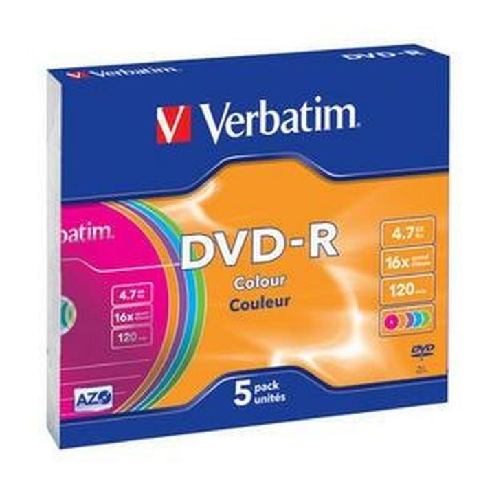 DVD-R Verbatim Colour 4,7 GB 16x 5 Piezas (20 Unidades) 1 DVD-R Verbatim Colour 4,7 GB 16x 5 Piezas (20 Unidades) 1