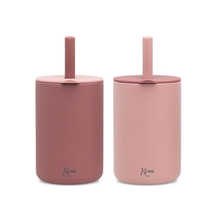 Vasos En Silicona Rosa Con Pajita 2 Vasos En Silicona Rosa Con Pajita 2