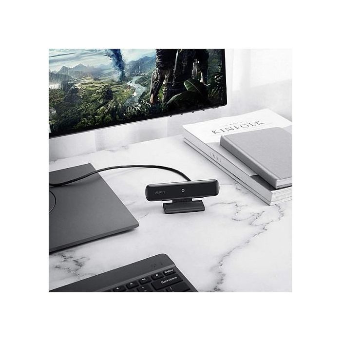 AUKEY Webcam PC-W1 Stream Series Full HD 1080p con Sensor CMOS 1/2,7" y Ángulo de Visión 75° Negro