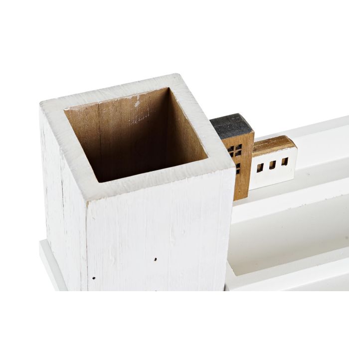 DKD Home Decor Cubilete Urban Blanco Marron Madera 11 x 14 x 28 cm 2