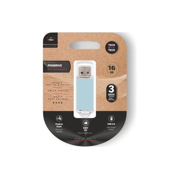 Tech One Tech TEC3010-16 Pendrive Basic USB 2.0 16GB Azul Cielo Tech One Tech TEC3010-16 Pendrive Basic USB 2.0 16GB Azul Cielo
