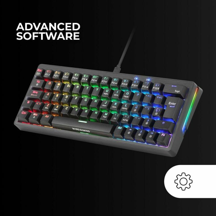 Mars Gaming MKMINIPRO Teclado Gaming Mecánico 60% RGB, Switches SKN Amarillo Silenciosos, Multiplataforma 3