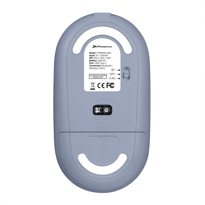 Phoenix technologies Rebble Ratón Inalámbrico Bluetooth y Wireless 2.4 Ghz hasta 1600 DPI 2
