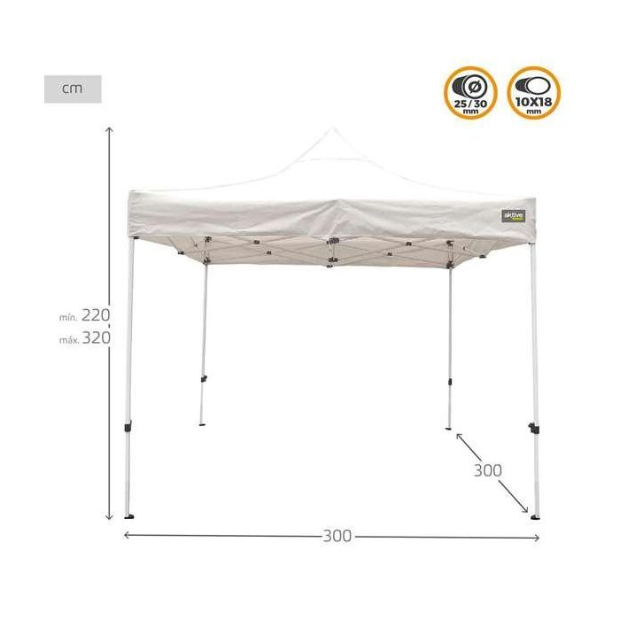 Color Baby Cenador Plegable con Altura Ajustable 300x300x220 cm, Acero y Oxford 420D, con Bolsa de Transporte