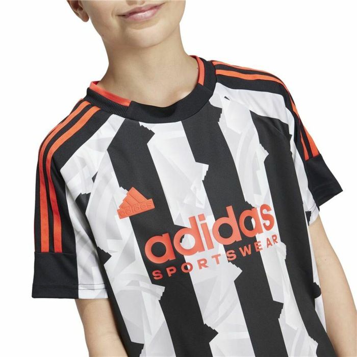 Camiseta de Manga Corta Niño Adidas Tiro Blanco Negro 2