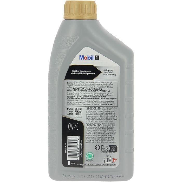 Bidón de aceite de motor - MOBIL1 - 0W-40 FS - 1 L - 4 estaciones 2 Bidón de aceite de motor - MOBIL1 - 0W-40 FS - 1 L - 4 estaciones 2