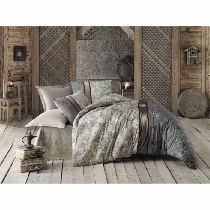 Juego de cama 220x240 cm + 2 fundas de almohada 60x60 cm Gris 65% Algodón 35% Poliéster