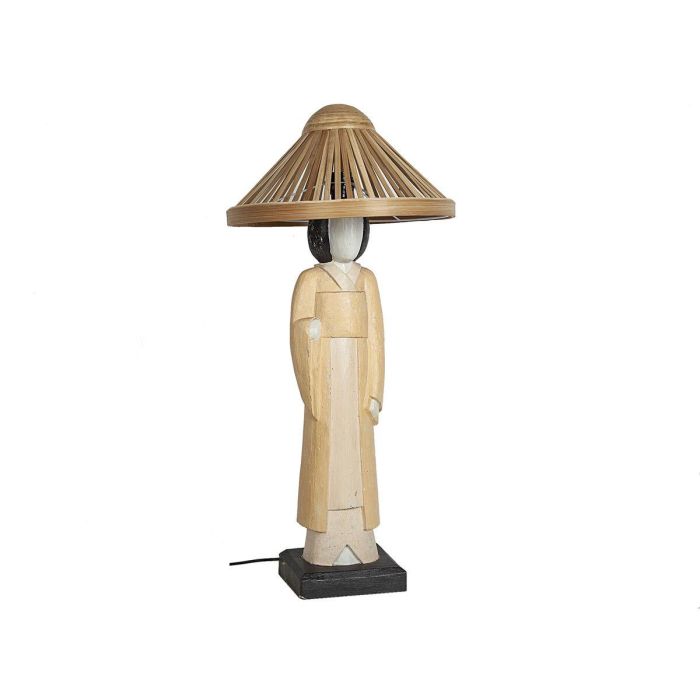Lámpara de mesa Romimex Beige Madera 20 x 70 x 20 cm Oriental Lámpara de mesa Romimex Beige Madera 20 x 70 x 20 cm Oriental