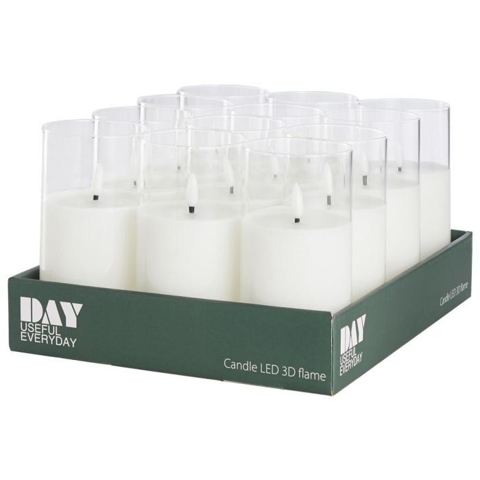 Day Vela Con Llama 3D Con Temporizador Blanca Cálida 3