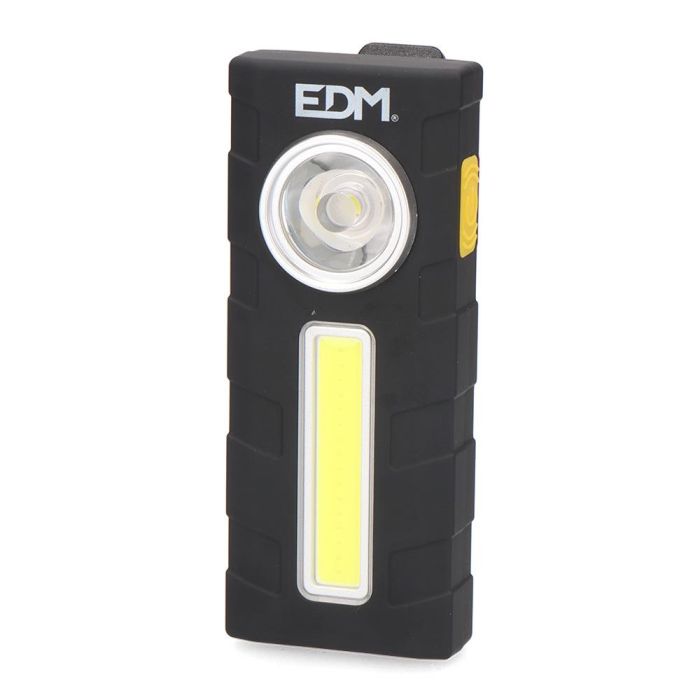 Edm Linterna Petaca LED de Bolsillo 250lm+300lm, Batería Recargable 1200mAh, IP42, con Iman, Gancho y Clip Edm Linterna Petaca LED de Bolsillo 250lm+300lm, Batería Recargable 1200mAh, IP42, con Iman, Gancho y Clip