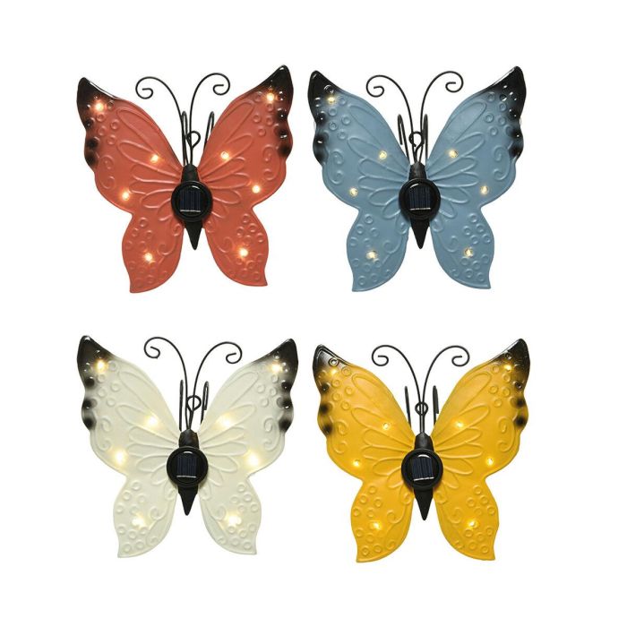 Figura luz solar metalica con forma de mariposa 17,8 x 6 x 4 cm colores surtidos