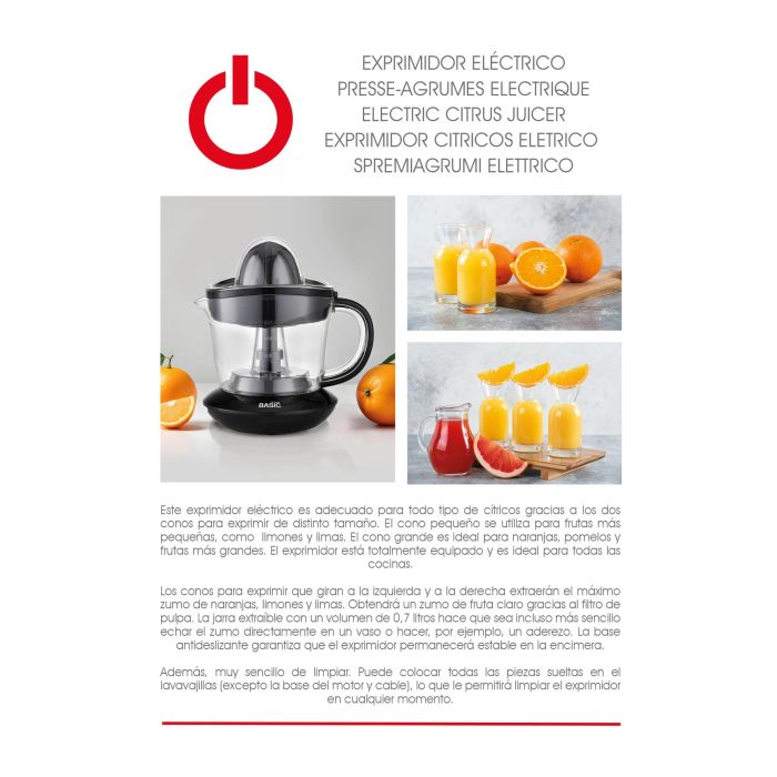 Exprimidor 25W-40W/700Ml Basic Home (6 Unidades) 1 Exprimidor 25W-40W/700Ml Basic Home (6 Unidades) 1