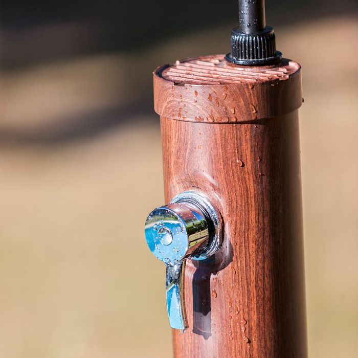 Gre Ducha de jardín PVC aspecto madera con acumulador de agua 9 l, conexión rápida a manguera 3 Gre Ducha de jardín PVC aspecto madera con acumulador de agua 9 l, conexión rápida a manguera 3