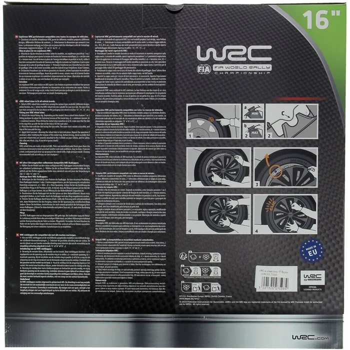 WRC 4 Enjo Bi-colo 16 TURBO Tapacubos para Ruedas de 16 Pulgadas, Juego de 4, Diseño Deportivo Bicolor Negro Mate y Gris Plateado WRC 4 Enjo Bi-colo 16 TURBO Tapacubos para Ruedas de 16 Pulgadas, Juego de 4, Diseño Deportivo Bicolor Negro Mate y Gris Plateado