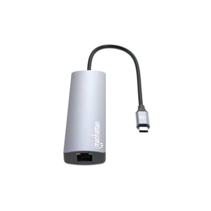 MANHATTAN 153966 Estación de Acoplamiento USB-C 7 en 1 con HDMI 4K, 2x USB 10Gb/s y Power Delivery 100W, Color Plata 9 MANHATTAN 153966 Estación de Acoplamiento USB-C 7 en 1 con HDMI 4K, 2x USB 10Gb/s y Power Delivery 100W, Color Plata 9