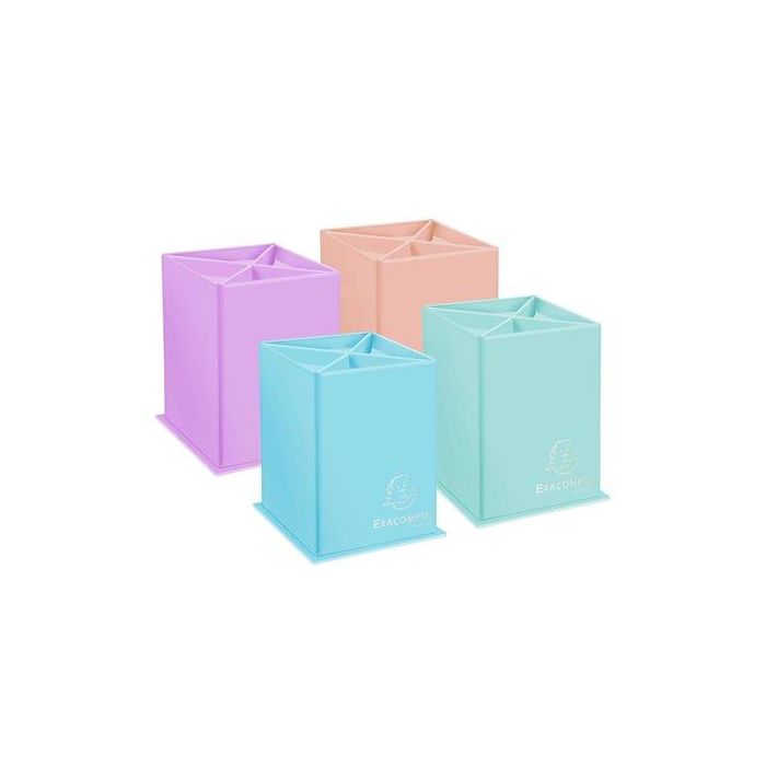 Cubilete Exacompta Aquarel Carton Forrado 4 Compartimentos Colores Surtidos (4 Colores: Coral, Azul, Verde Y Rosa) (Set de 8)