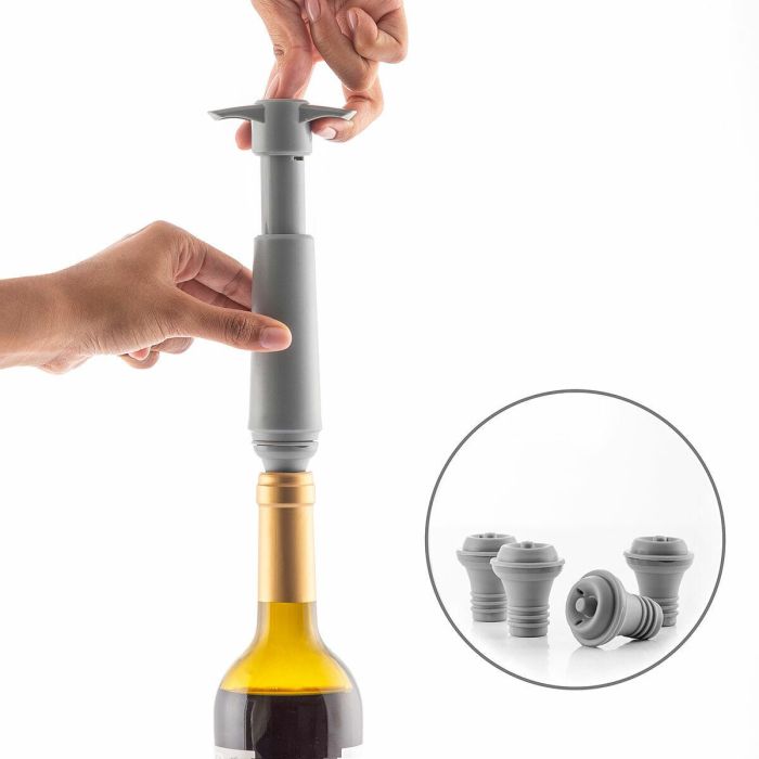 Bomba de Vacío y Tapones para Vino Winuum InnovaGoods (4 tapones) 3 Bomba de Vacío y Tapones para Vino Winuum InnovaGoods (4 tapones) 3