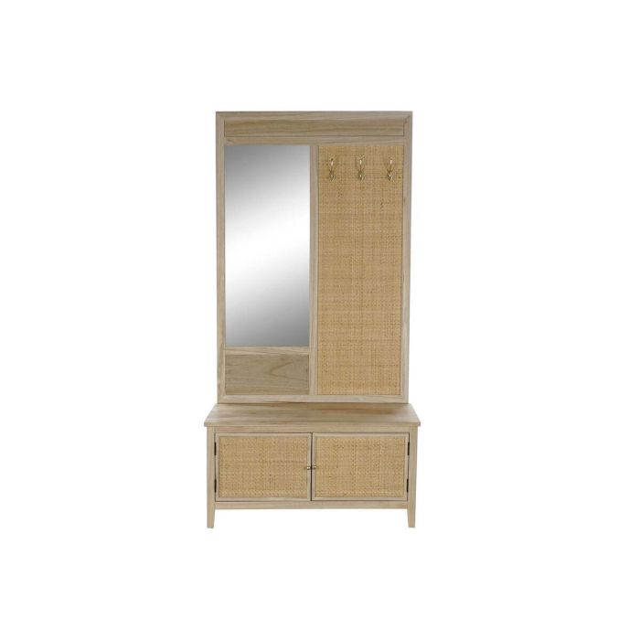 Perchero con espejo Home ESPRIT Natural Ratán Madera de Paulonia Espejo 92 x 40 x 181 cm 1 Perchero con espejo Home ESPRIT Natural Ratán Madera de Paulonia Espejo 92 x 40 x 181 cm 1