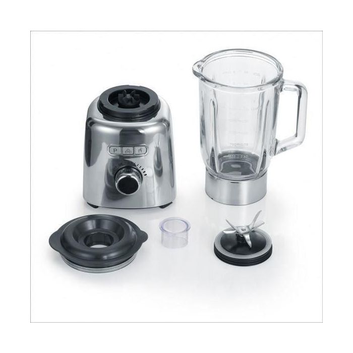 Severin SM3710 Licuadora de vaso clásica, acero inoxidable, recipiente de vidrio, función pulso, hielo picado, 6 cuchillas, velocidad continua 2