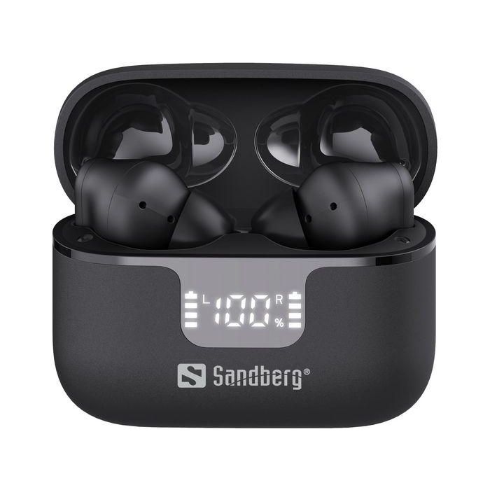Sandberg Wireless Earbuds ANC+ENC con Cancelación de Ruido y Pantalla de Batería, Negro 2